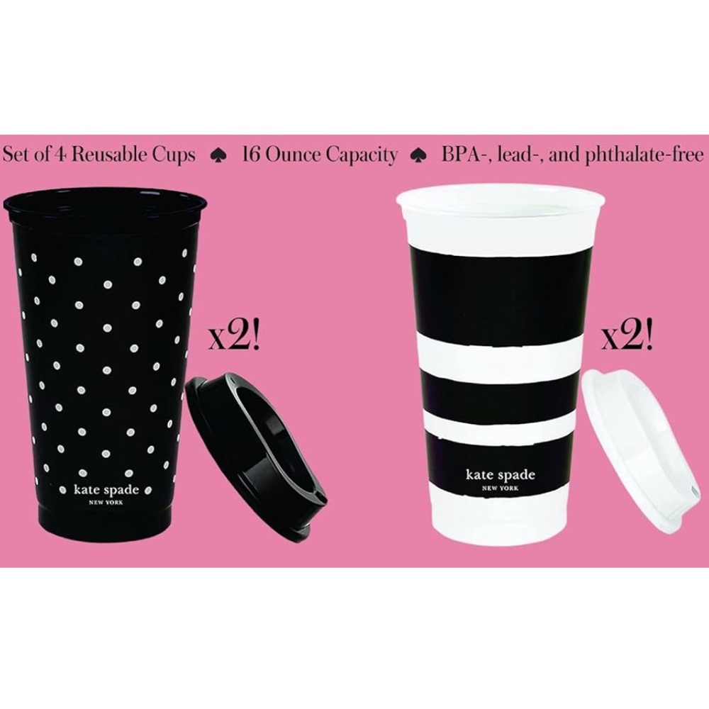 Kate Spade Reusable Travel Tumbler Set of 4, NWT - Picture 4 of 4